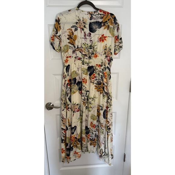 Floral Button Front Maxi Dress Women’s XL Short Sleeve Lined Boho Summer Outfit - Picture 2 of 7